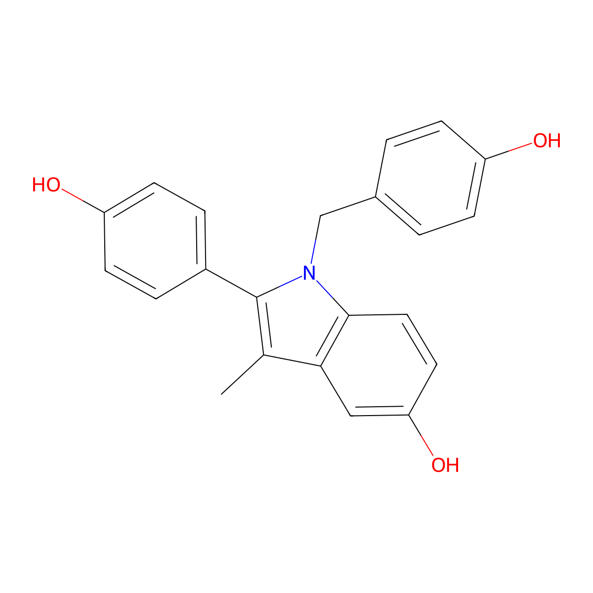 1-(4-Hydroxybenzyl)-2-(4-hydroxyphenyl)-3-methyl-1h-indol-5-ol molecular structure, CAS 104599-10-2