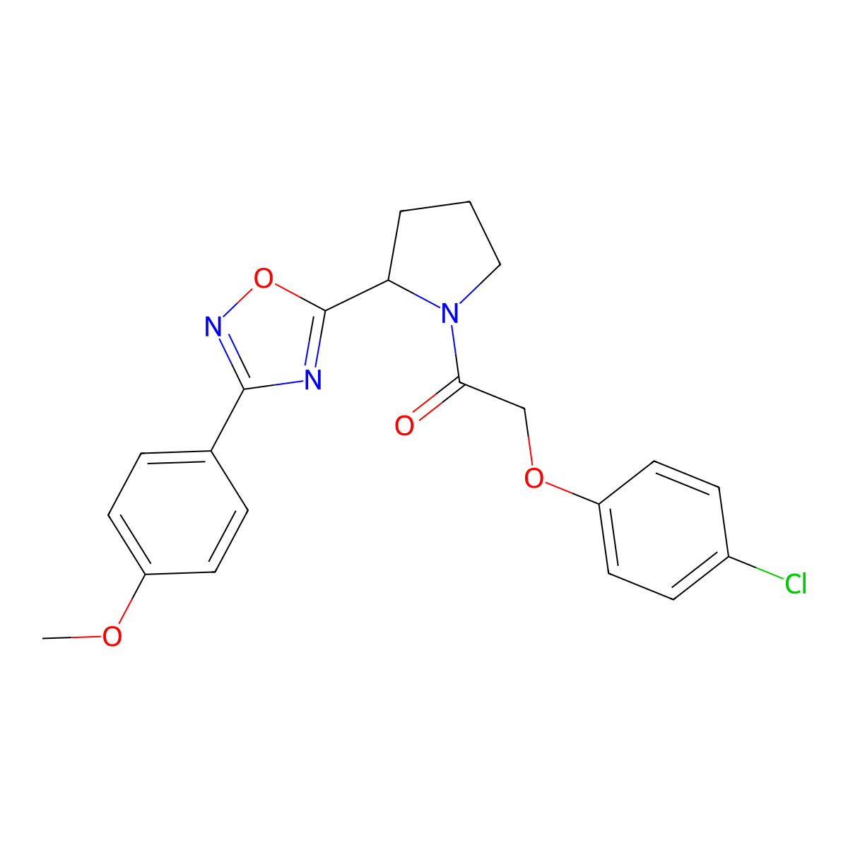 5-{1-[(4-Chlorophenoxy)acetyl]pyrrolidin-2-yl}-3-(4-methoxyphenyl)-1,2,4-oxadiazole molecular structure, CAS 1046006-36-3