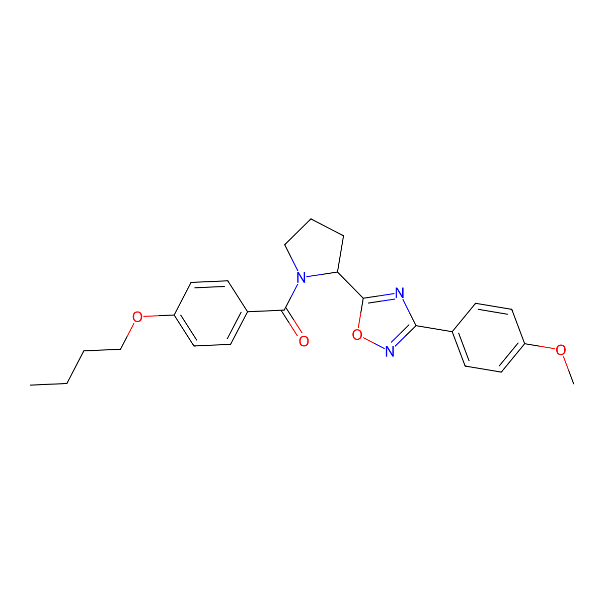 5-[1-(4-Butoxybenzoyl)pyrrolidin-2-yl]-3-(4-methoxyphenyl)-1,2,4-oxadiazole molecular structure, CAS 1046006-43-2