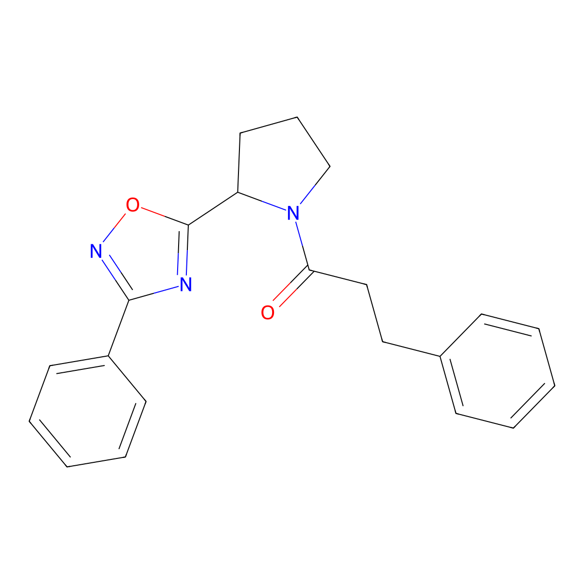 3-Phenyl-5-[1-(3-phenylpropanoyl)pyrrolidin-2-yl]-1,2,4-oxadiazole molecular structure, CAS 1046006-78-3