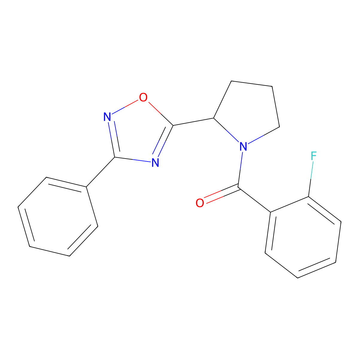 5-[1-(2-Fluorobenzoyl)pyrrolidin-2-yl]-3-phenyl-1,2,4-oxadiazole molecular structure, CAS 1046014-10-1