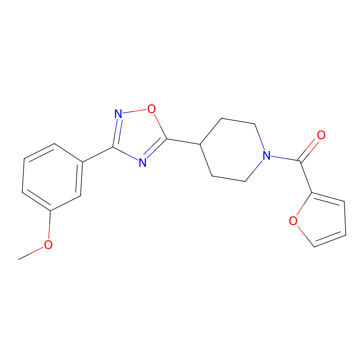 1-(Furan-2-carbonyl)-4-[3-(3-methoxyphenyl)-1,2,4-oxadiazol-5-yl]piperidine molecular structure, CAS 1046026-63-4