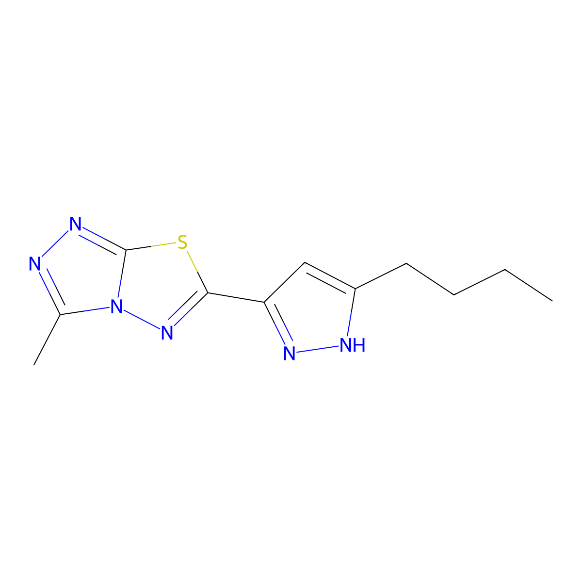 6-(5-butyl-1H-pyrazol-3-yl)-3-methyl-[1,2,4]triazolo[3,4-b][1,3,4]thiadiazole molecular structure, CAS 1046045-17-3