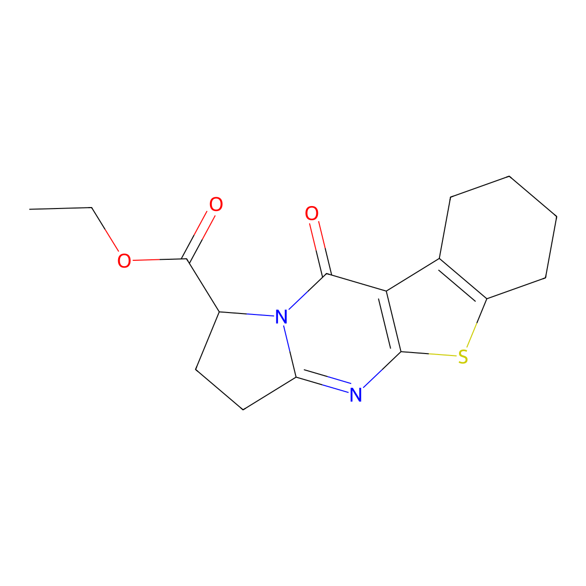 Ethyl 10-oxo-1,2,3,6,7,8,9,10-octahydro[1]benzothieno[2,3-d]pyrrolo[1,2-a]pyrimidine-1-carboxylate molecular structure, CAS 1046051-16-4