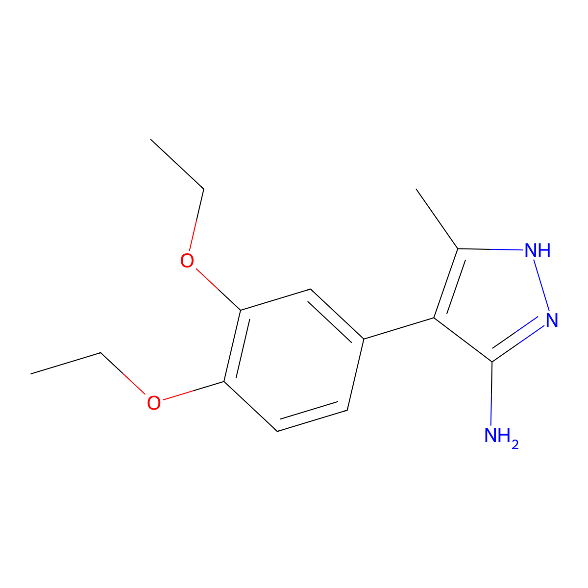 4-(3,4-diethoxyphenyl)-3-methyl-1H-pyrazol-5-amine molecular structure, CAS 1046051-28-8