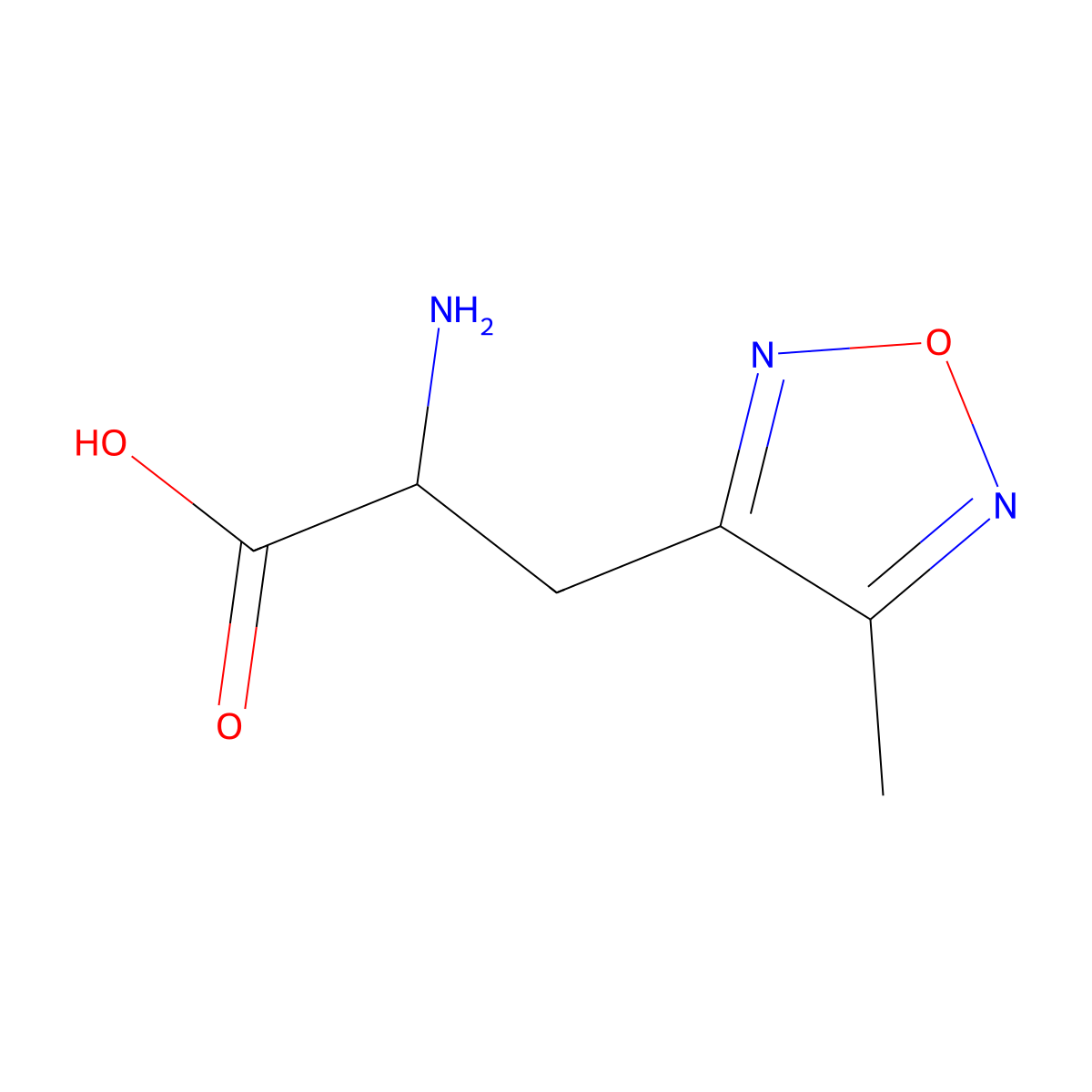 2-Amino-3-(4-methyl-1,2,5-oxadiazol-3-yl)propanoic acid molecular structure, CAS 1046052-21-4