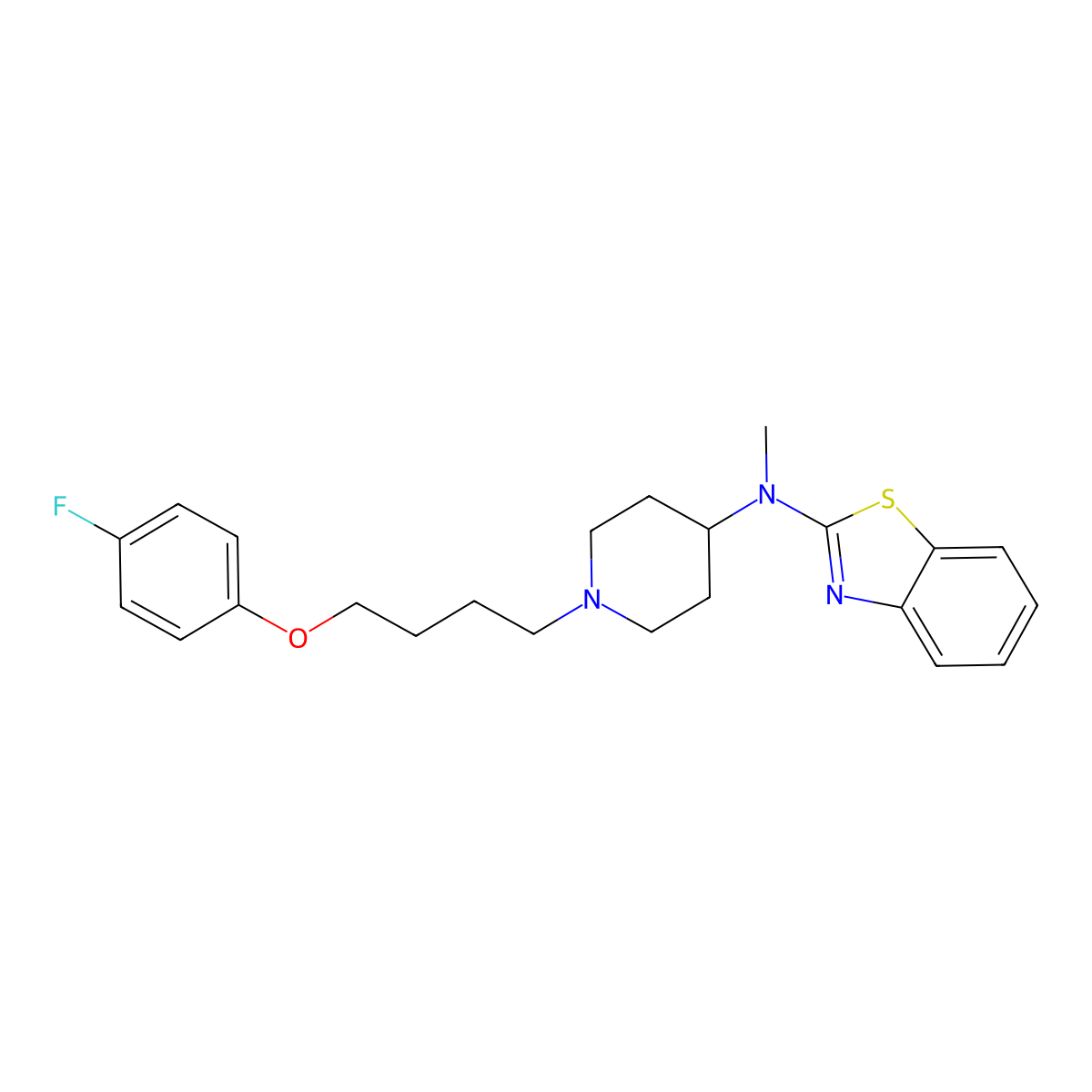 N-(1-(4-(4-fluorophenoxy)butyl)-4-piperidinyl)-N-methyl-2-benzothiazolamine molecular structure, CAS 104606-13-5