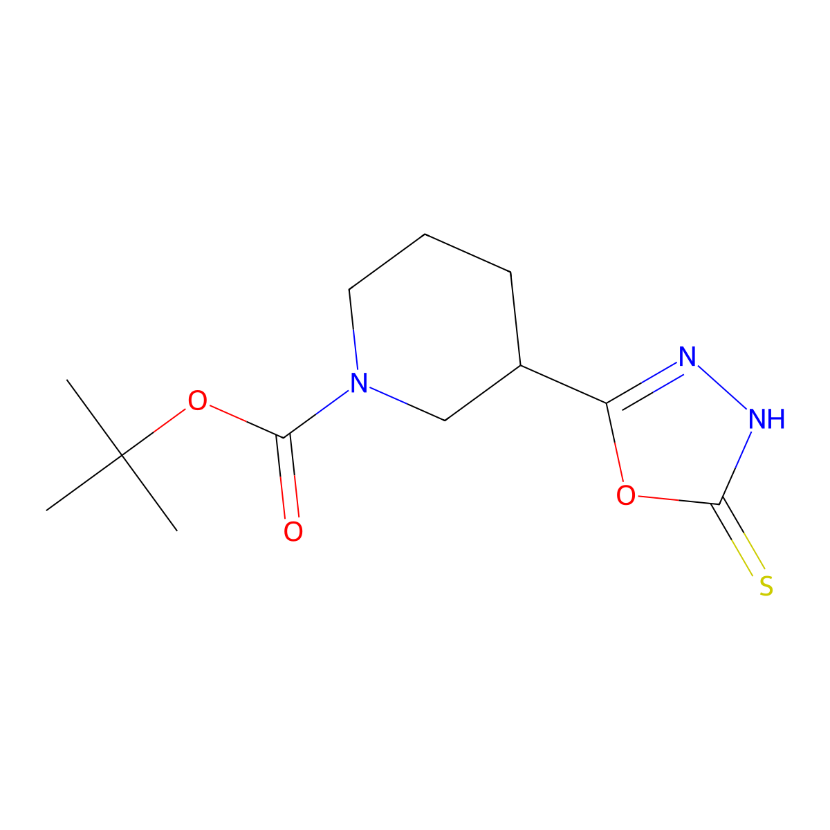 Tert-butyl 3-(5-sulfanyl-1,3,4-oxadiazol-2-yl)piperidine-1-carboxylate molecular structure, CAS 1046079-23-5
