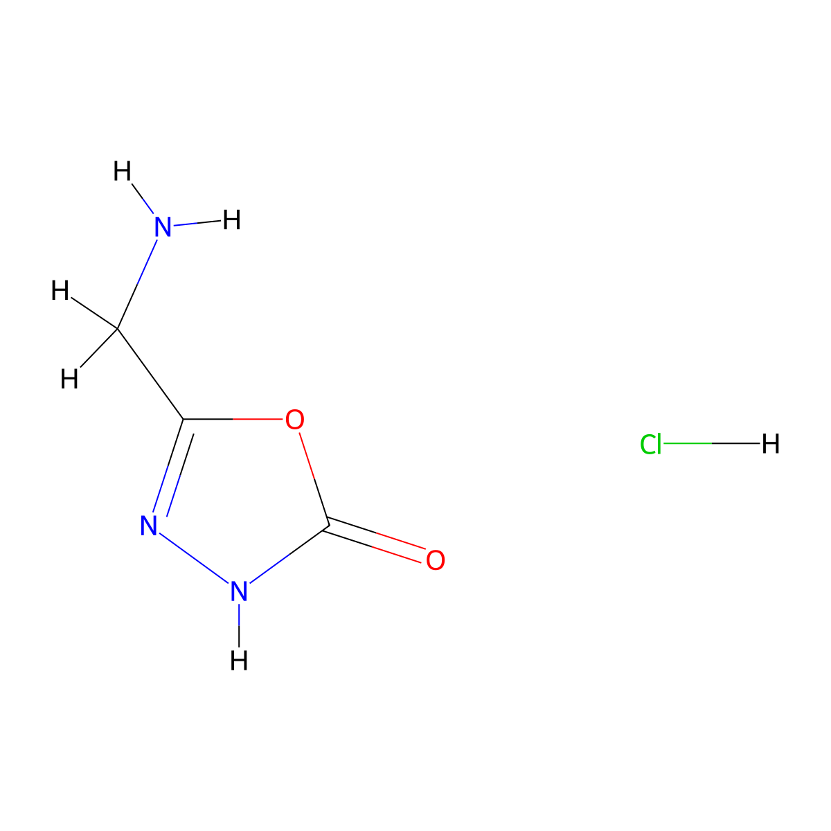 5-(Aminomethyl)-2,3-dihydro-1,3,4-oxadiazol-2-one hydrochloride molecular structure, CAS 1046079-40-6