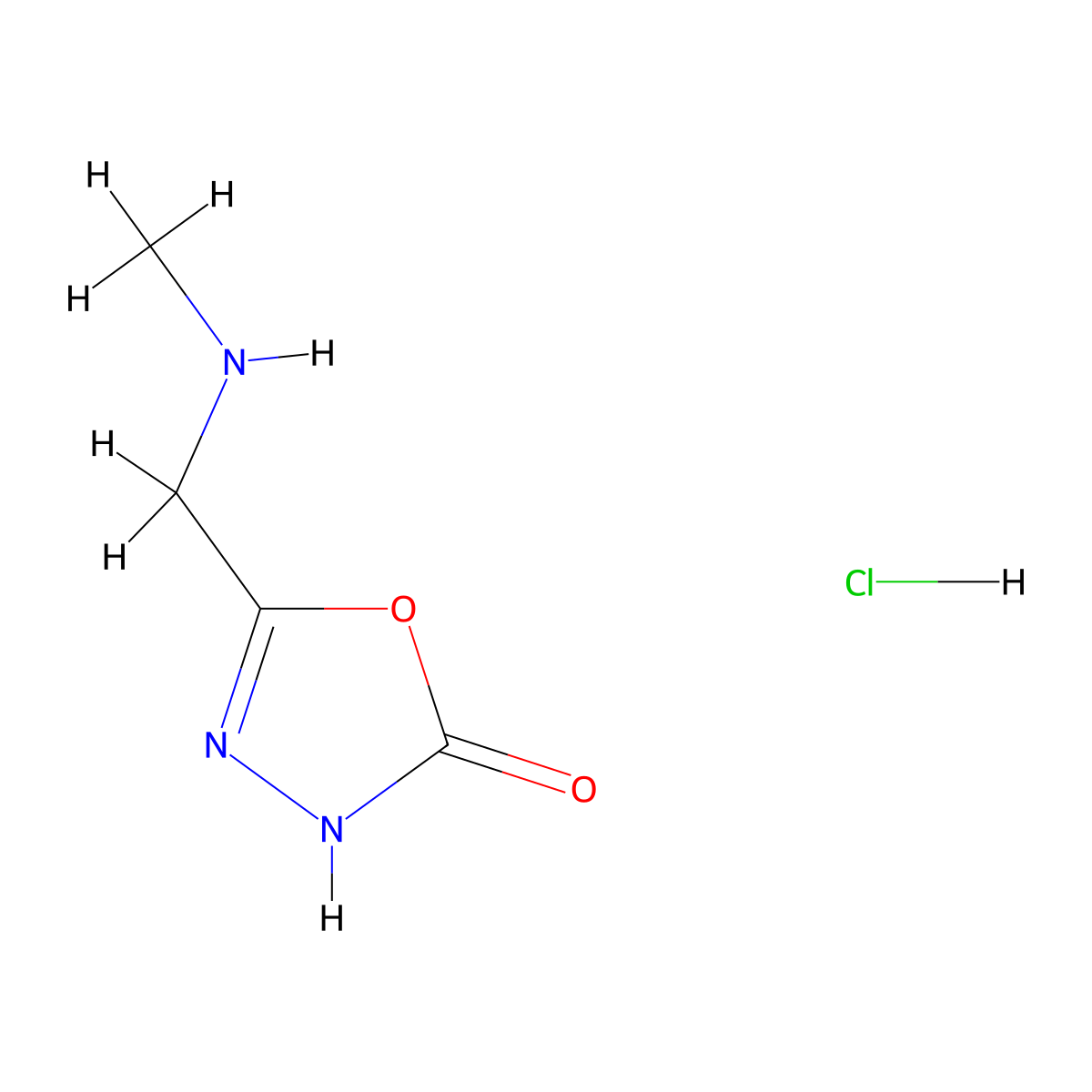 5-[(Methylamino)methyl]-2,3-dihydro-1,3,4-oxadiazol-2-one hydrochloride molecular structure, CAS 1046079-42-8