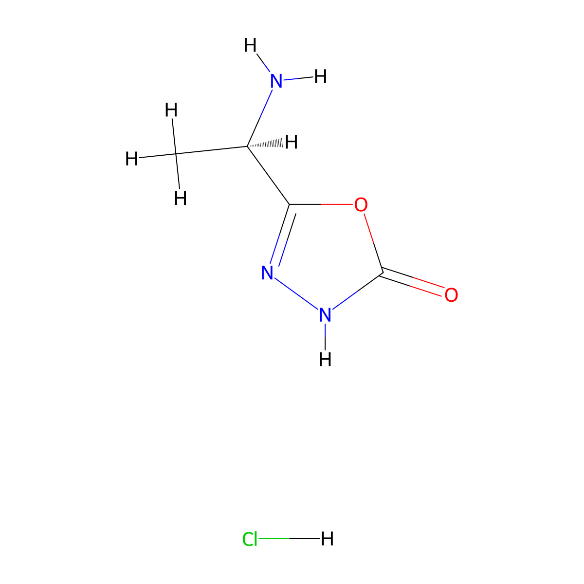 5-[(1R)-1-aminoethyl]-2,3-dihydro-1,3,4-oxadiazol-2-one hydrochloride molecular structure, CAS 1046079-44-0