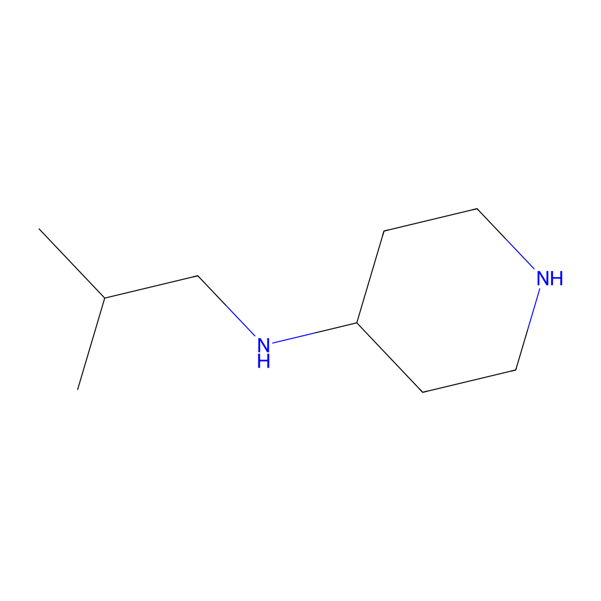N-(2-methylpropyl)piperidin-4-amine molecular structure, CAS 1046116-14-6