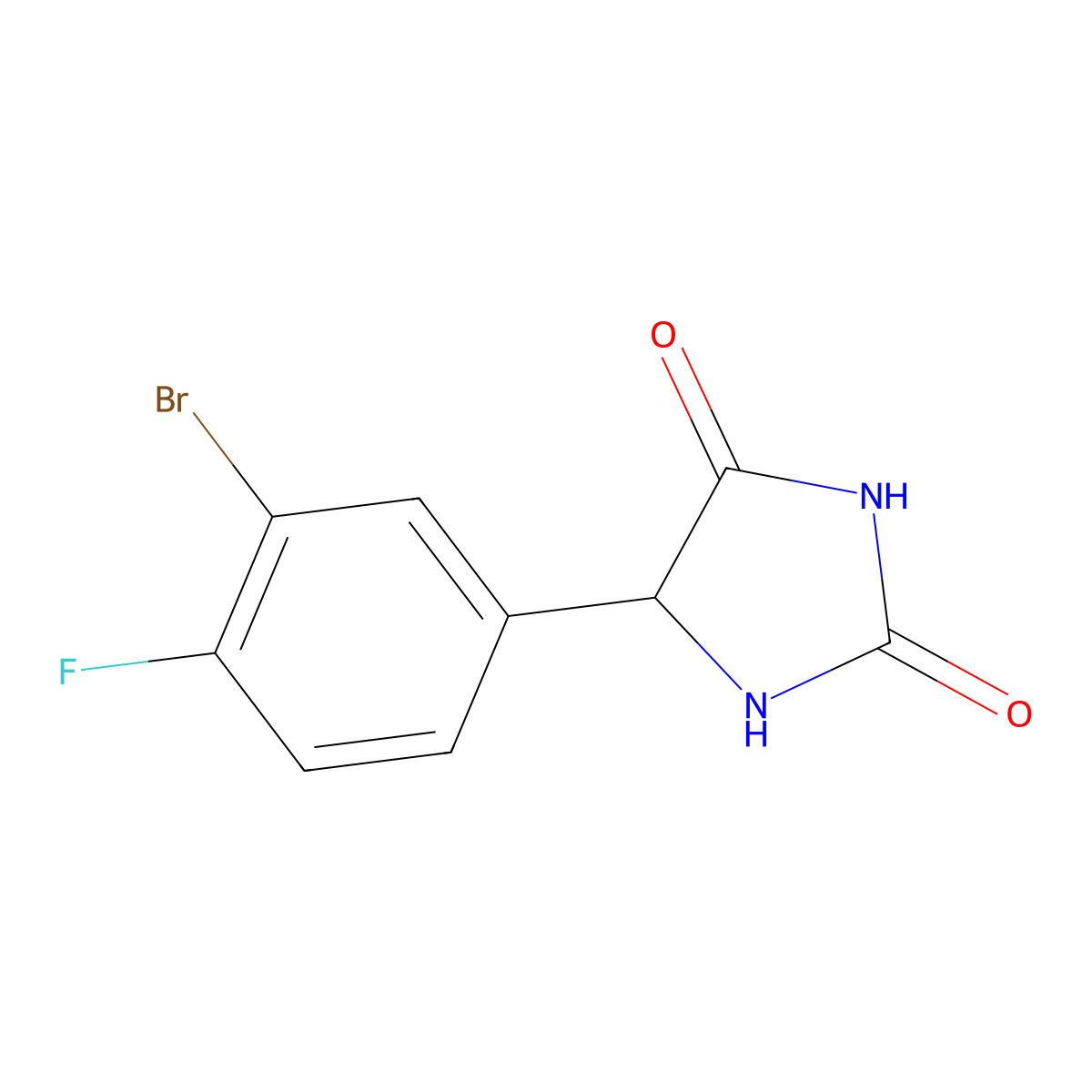 5-(3-Bromo-4-fluorophenyl)imidazolidine-2,4-dione molecular structure, CAS 1046118-65-3