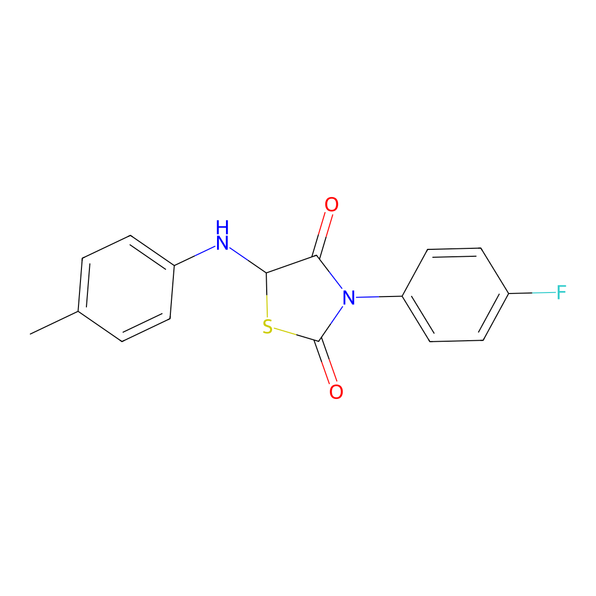 3-(4-Fluorophenyl)-5-[(4-methylphenyl)amino]-1,3-thiazolidine-2,4-dione molecular structure, CAS 1046118-68-6