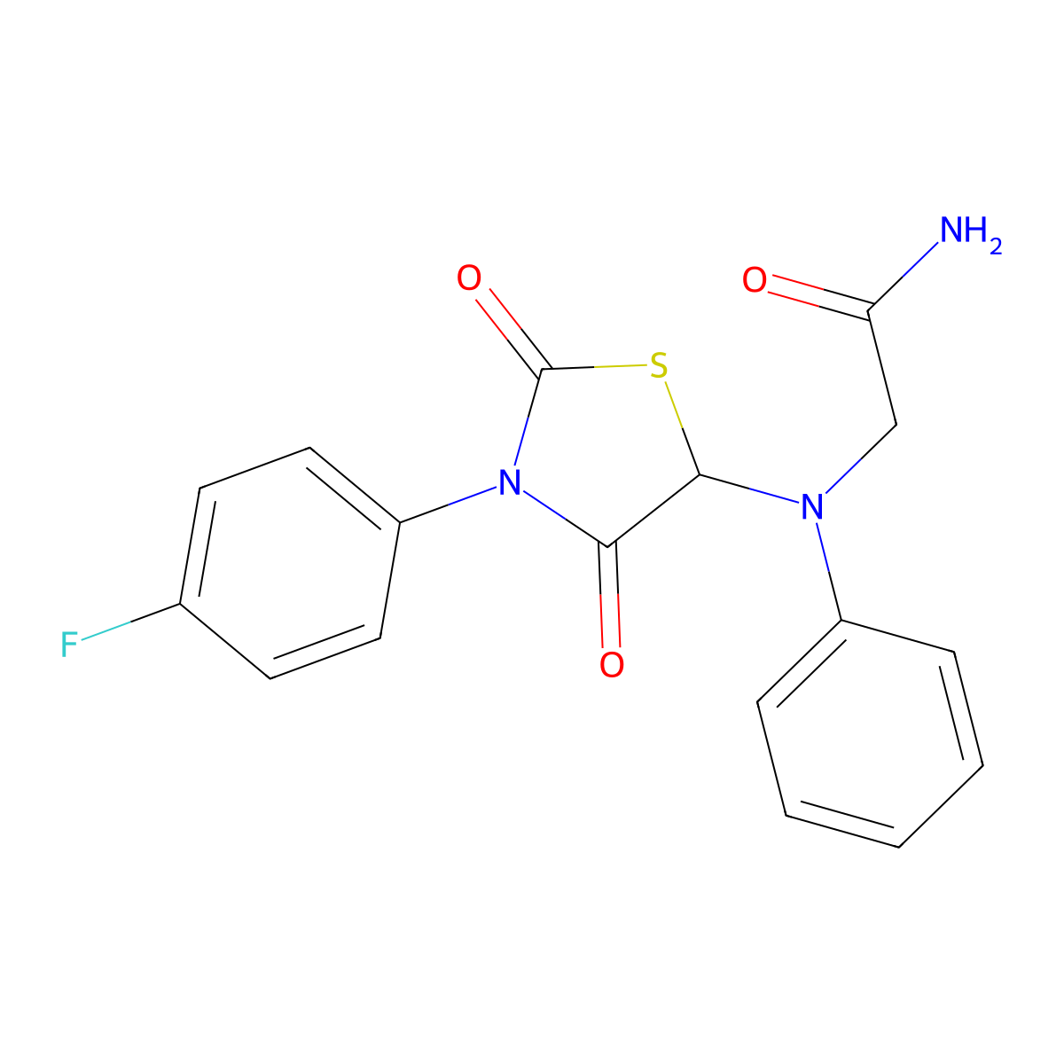 2-((3-(4-Fluorophenyl)-2,4-dioxothiazolidin-5-yl)(phenyl)amino)acetamide molecular structure, CAS 1046118-71-1