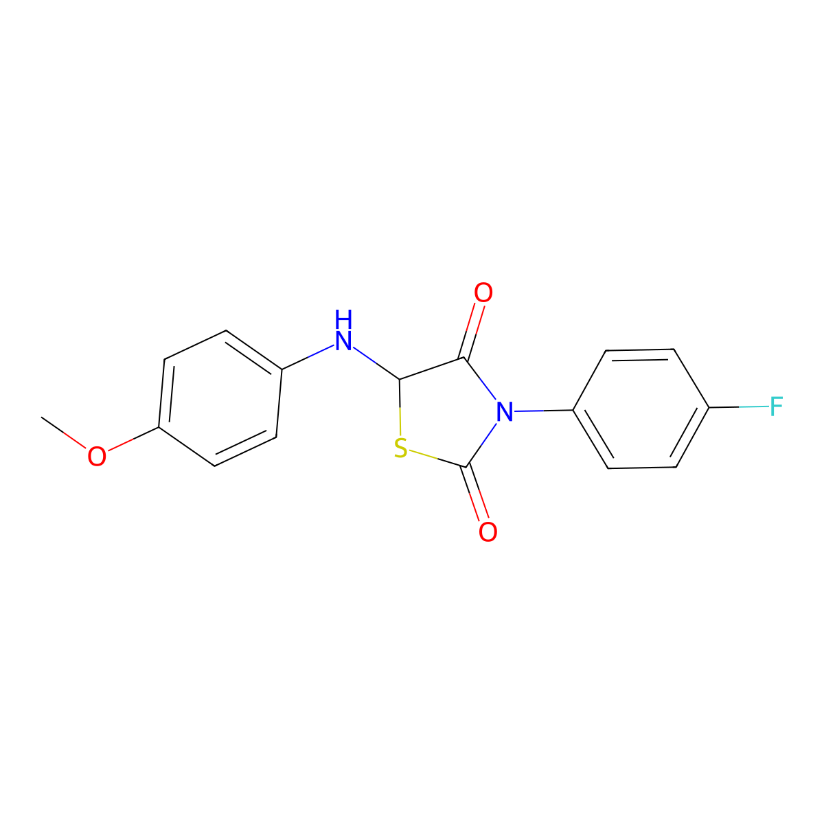 3-(4-Fluorophenyl)-5-[(4-methoxyphenyl)amino]-1,3-thiazolidine-2,4-dione molecular structure, CAS 1046118-76-6