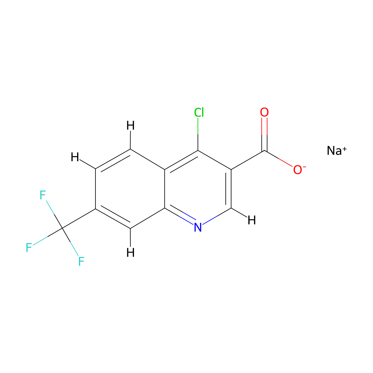 Sodium 4-chloro-7-(trifluoromethyl)quinoline-3-carboxylate molecular structure, CAS 104612-22-8
