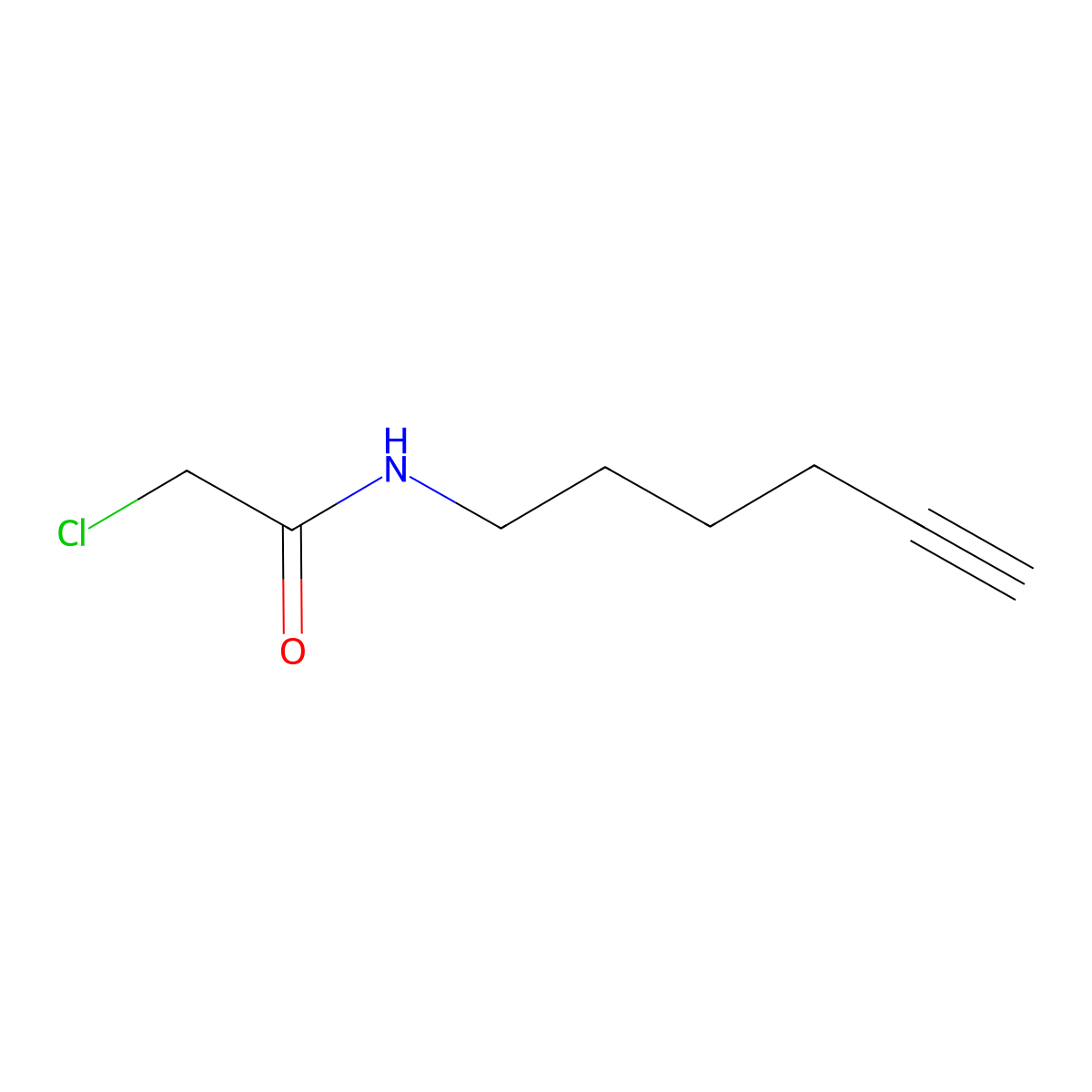 2-chloro-N-(hex-5-yn-1-yl)acetamide molecular structure, CAS 1046120-17-5