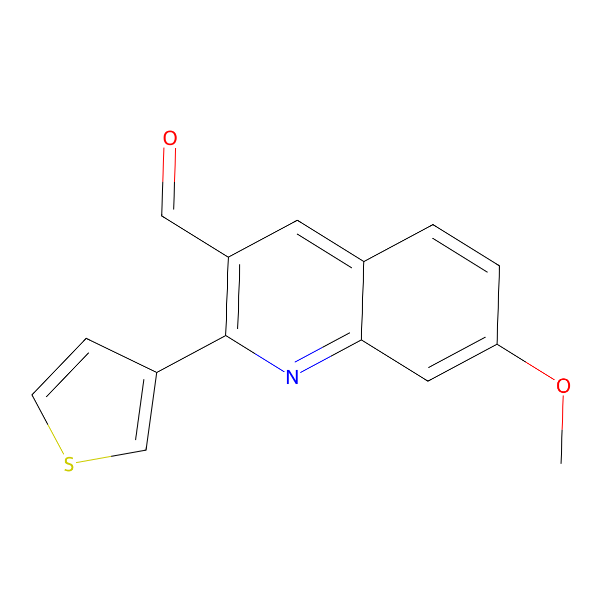 7-Methoxy-2-(thiophen-3-yl)quinoline-3-carbaldehyde molecular structure, CAS 1046137-46-5