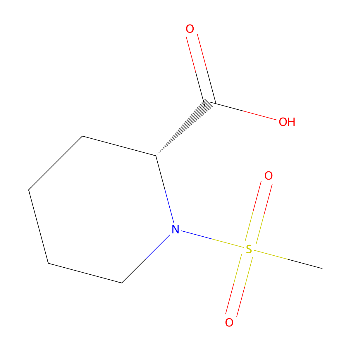 (2R)-1-(Methylsulfonyl)-2-piperidinecarboxylic acid molecular structure, CAS 1046139-42-7