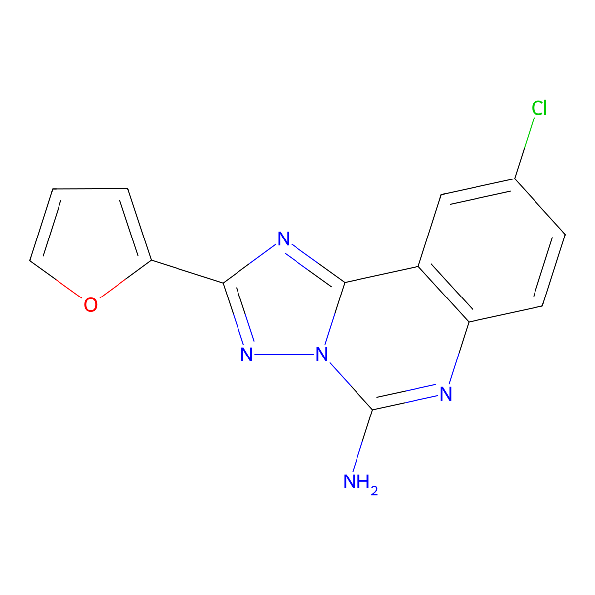 9-Chloro-2-(2-furanyl)(1,2,4)triazolo(1,5-c)quinazolin-5-amine molecular structure, CAS 104615-18-1