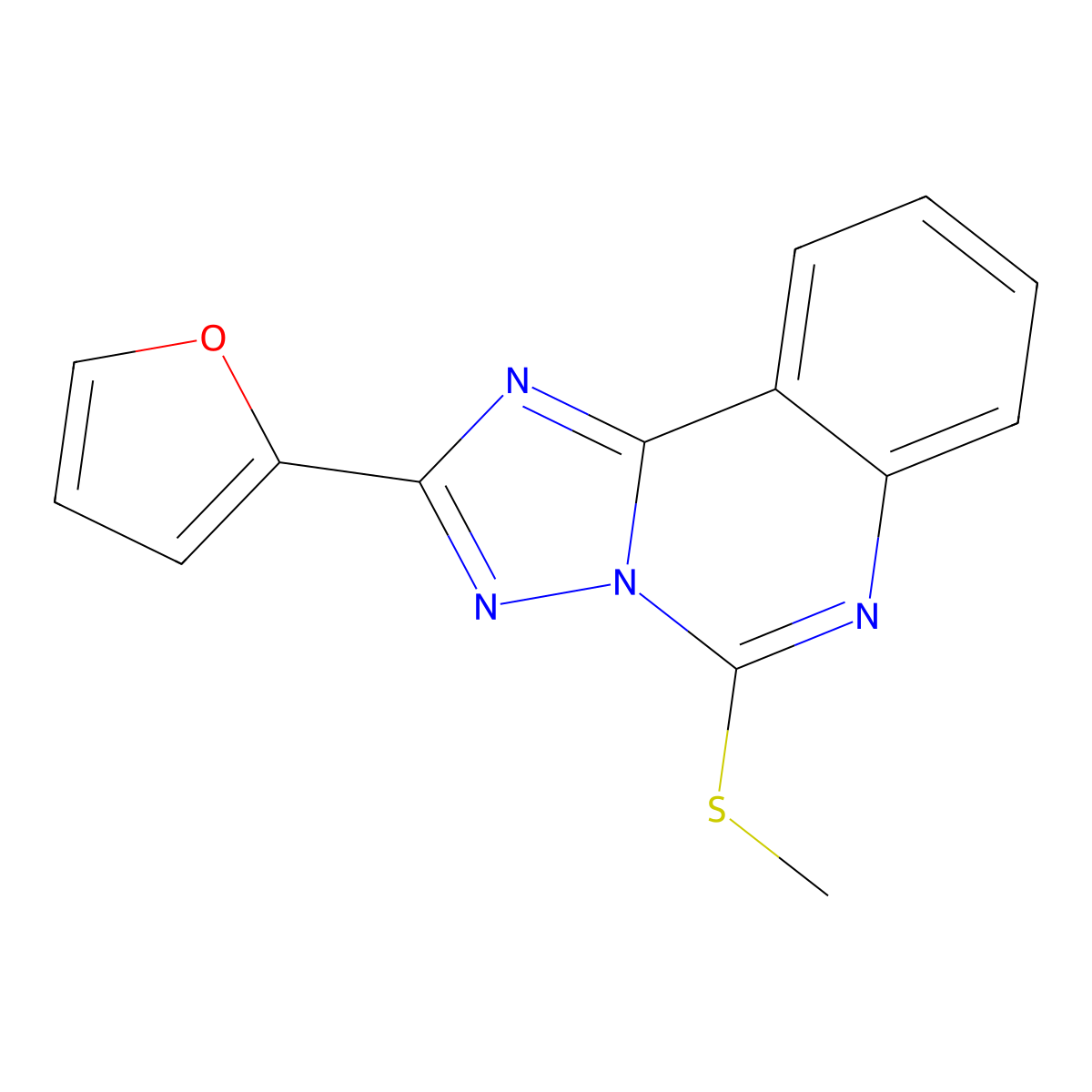2-(Furan-2-yl)-5-(methylsulfanyl)[1,2,4]triazolo[1,5-c]quinazoline molecular structure, CAS 104615-72-7