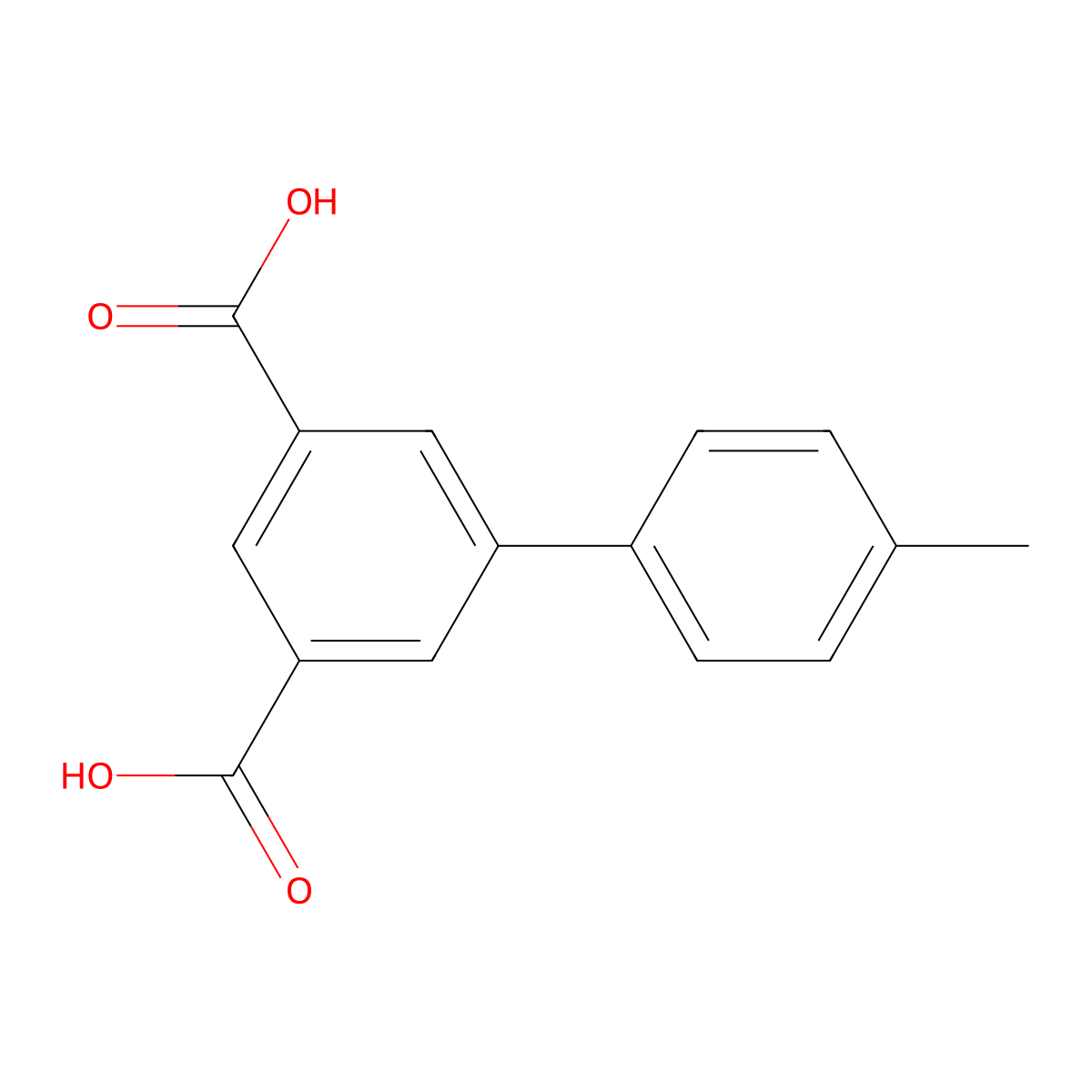 [1,1'-Biphenyl]-3,5-dicarboxylic acid, 4'-methyl- molecular structure, CAS 1046151-11-4