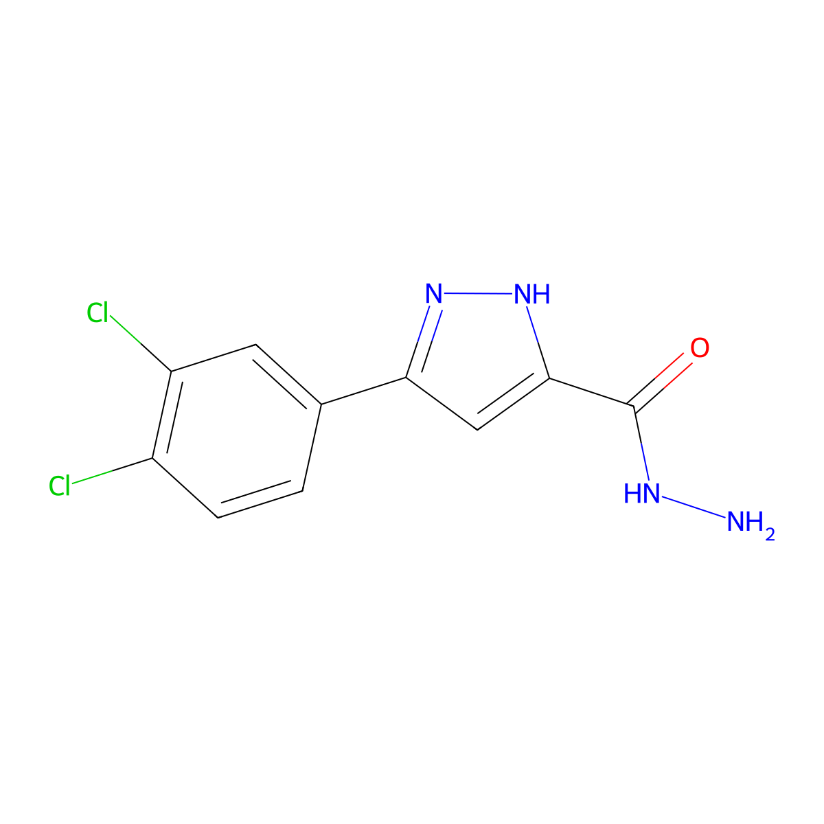 5-(3,4-dichlorophenyl)-1H-pyrazole-3-carbohydrazide molecular structure, CAS 1046160-16-0