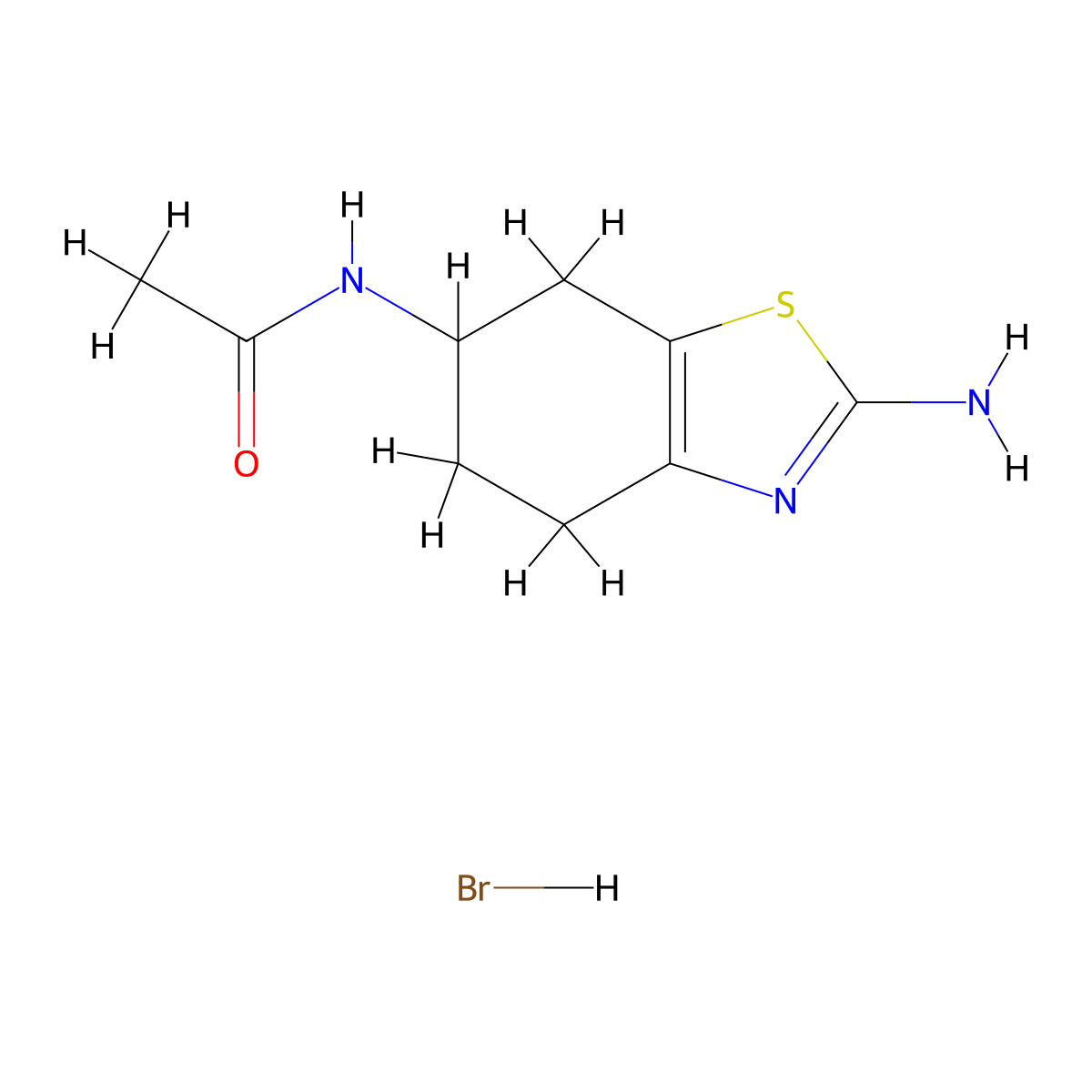 N-(2-Methyl-4,5,6,7-tetrahydro-benzothiazol-6-yl)-acetamide hydrobromide molecular structure, CAS 104617-50-7