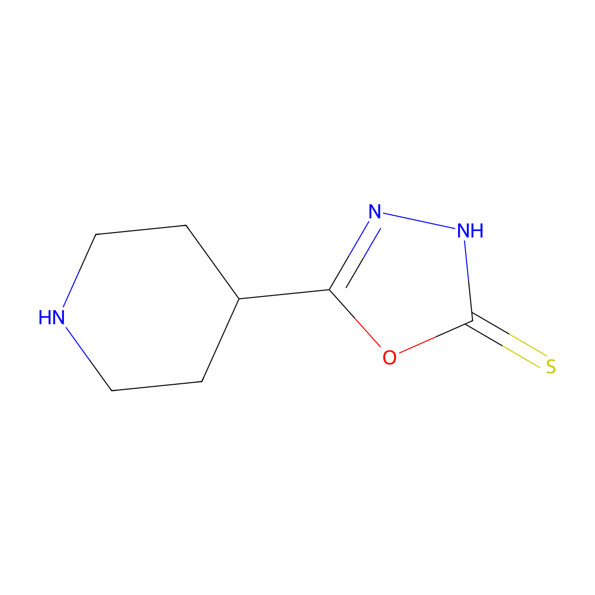 5-(Piperidin-4-yl)-1,3,4-oxadiazole-2-thiol molecular structure, CAS 1046203-51-3