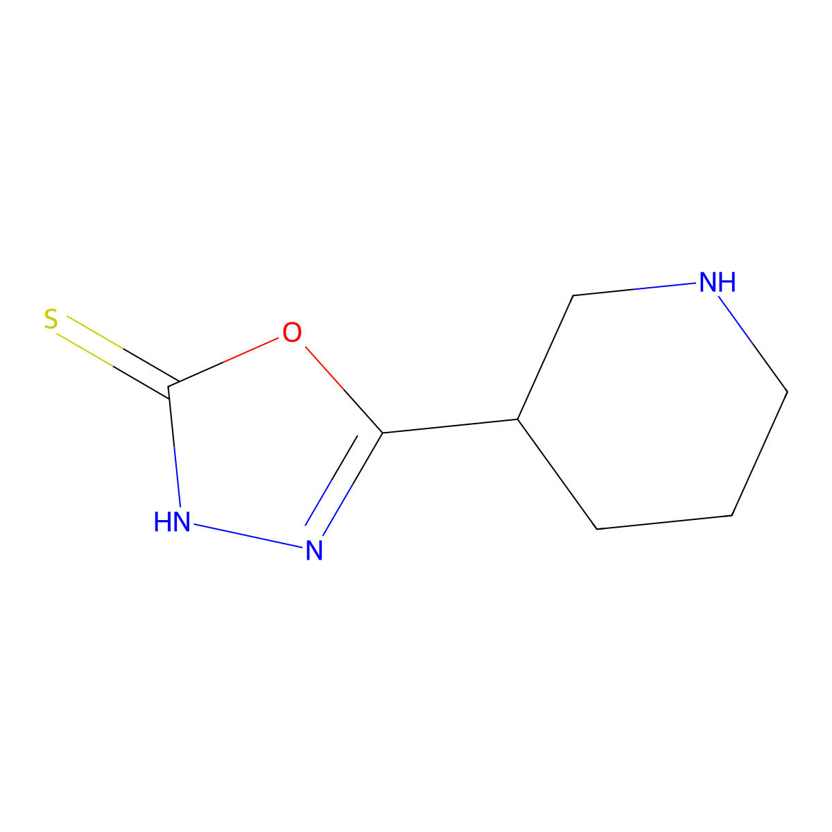 5-(Piperidin-3-yl)-1,3,4-oxadiazole-2-thiol molecular structure, CAS 1046203-52-4