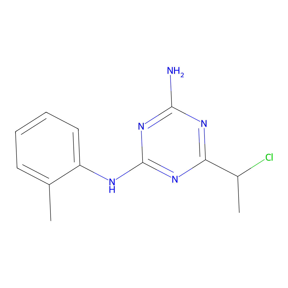6-(1-chloroethyl)-N-(2-methylphenyl)-1,3,5-triazine-2,4-diamine molecular structure, CAS 104622-25-5