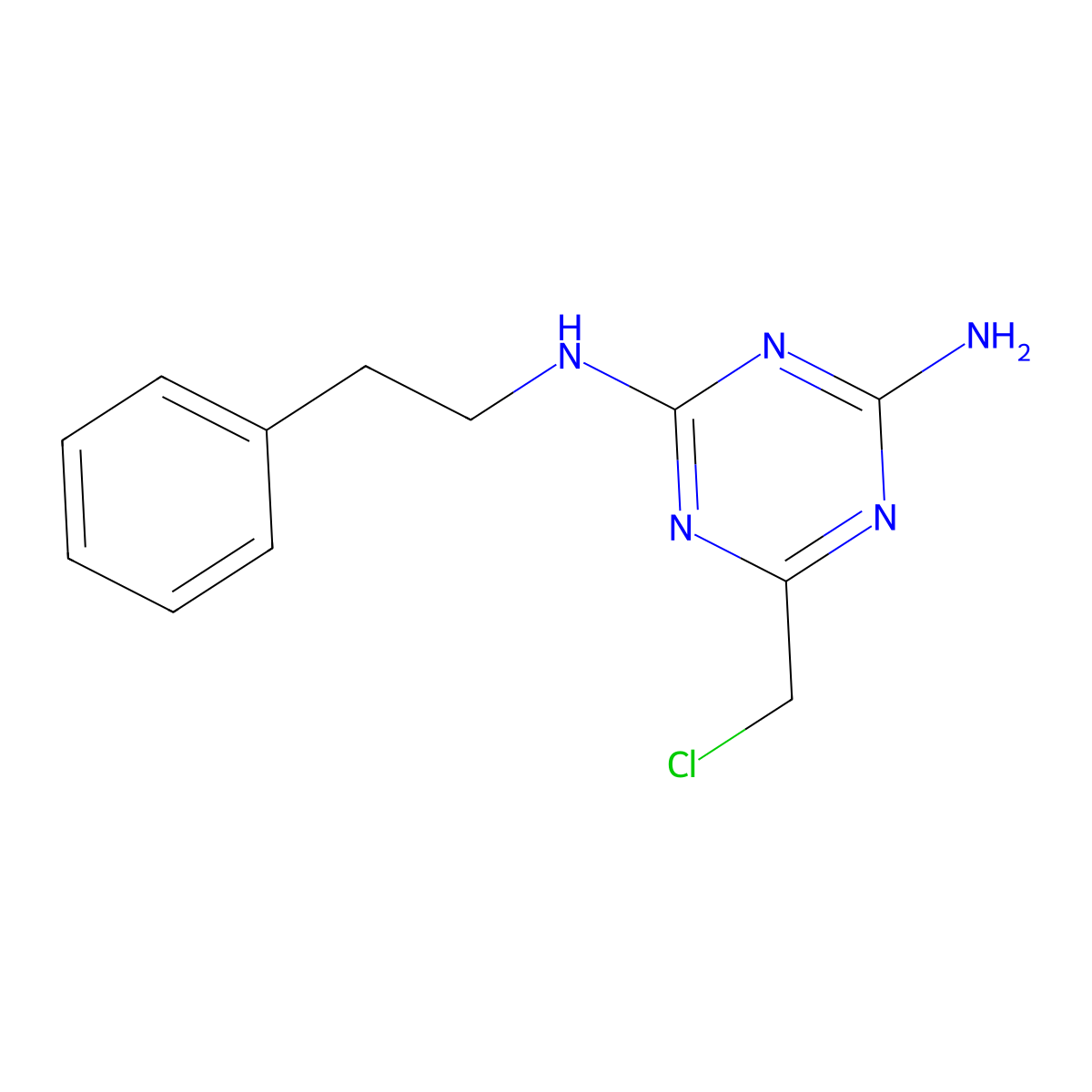6-(chloromethyl)-N-(2-phenylethyl)-1,3,5-triazine-2,4-diamine molecular structure, CAS 104622-26-6