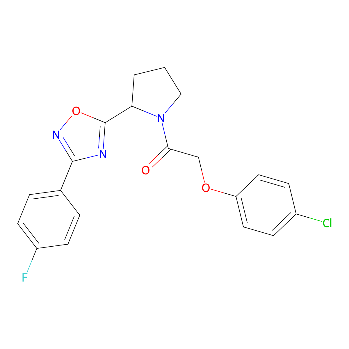 5-{1-[(4-Chlorophenoxy)acetyl]pyrrolidin-2-yl}-3-(4-fluorophenyl)-1,2,4-oxadiazole molecular structure, CAS 1046233-21-9