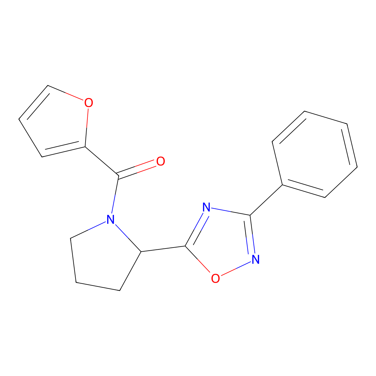 5-[1-(2-Furoyl)pyrrolidin-2-yl]-3-phenyl-1,2,4-oxadiazole molecular structure, CAS 1046242-14-1