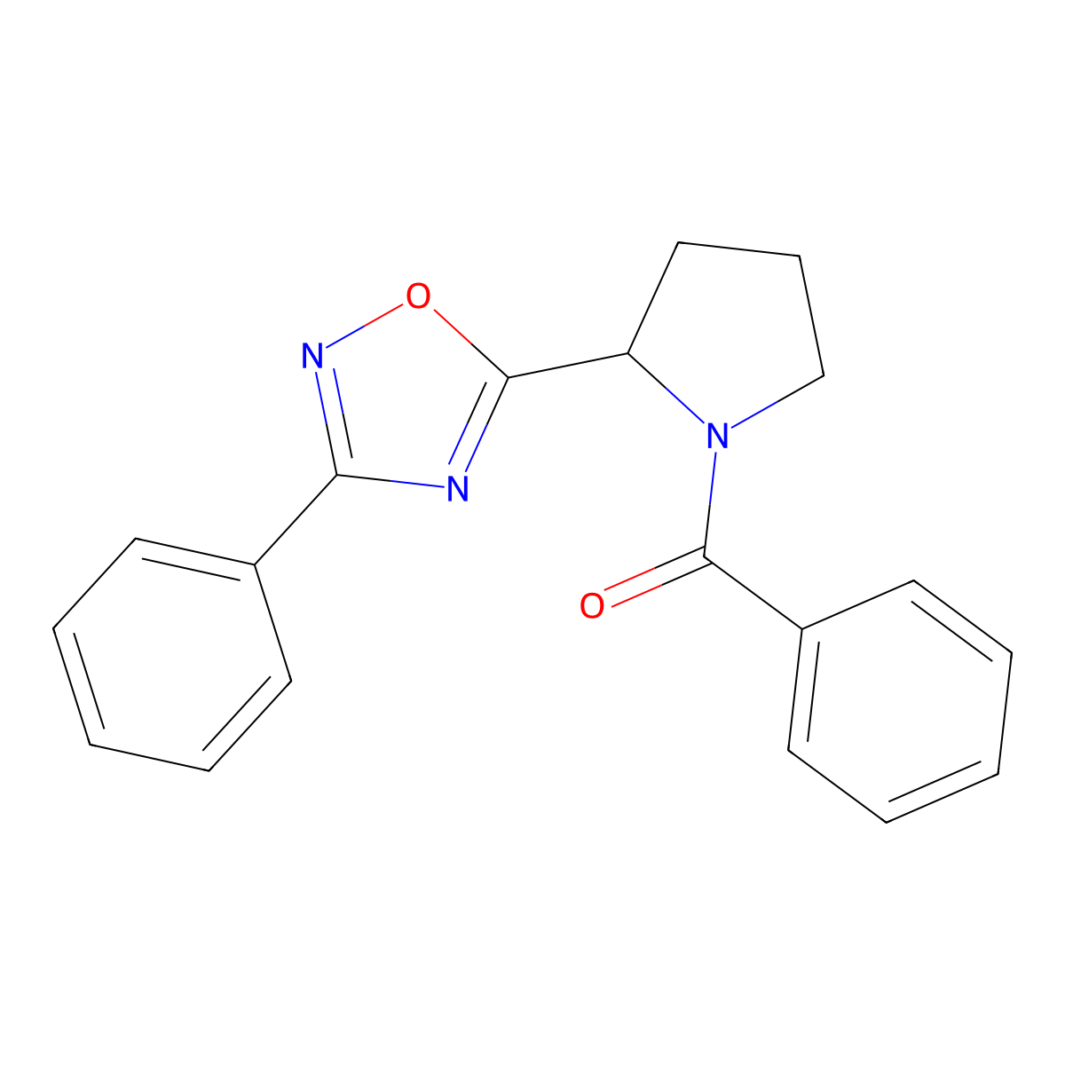 5-(1-Benzoylpyrrolidin-2-yl)-3-phenyl-1,2,4-oxadiazole molecular structure, CAS 1046264-08-7