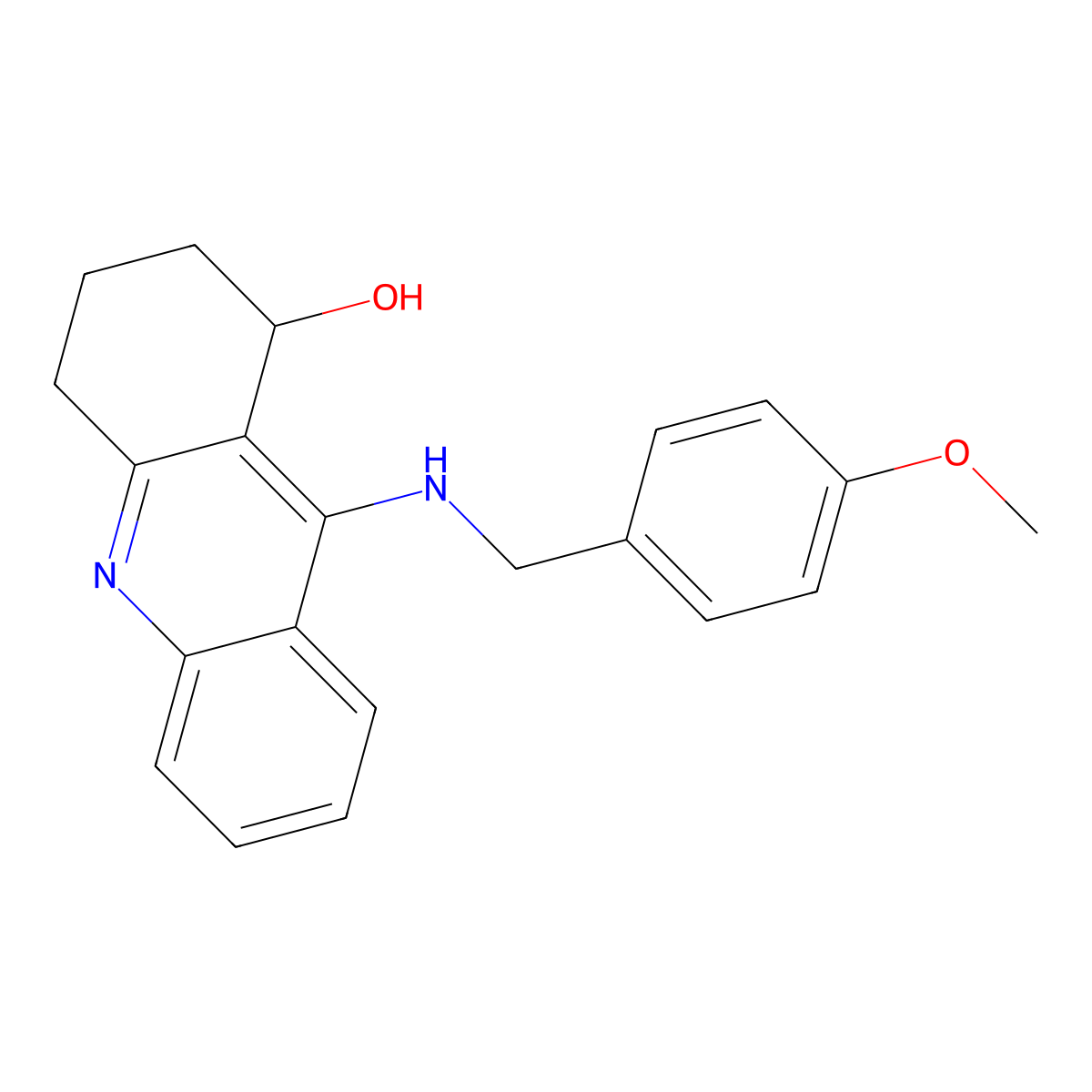 1-Acridinol, 1,2,3,4-tetrahydro-9-(((4-methoxyphenyl)methyl)amino)- molecular structure, CAS 104628-28-6
