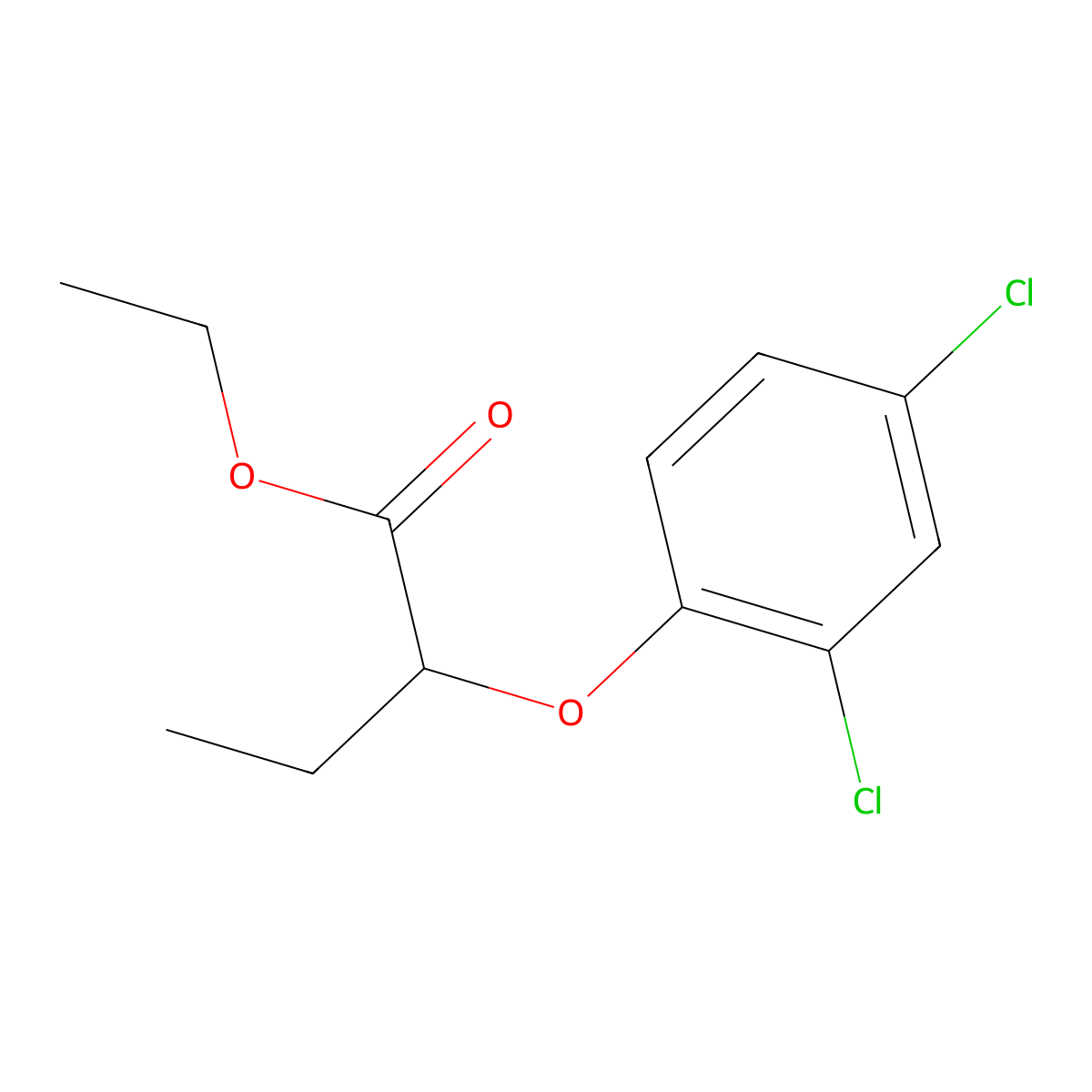 Ethyl 2-(2,4-dichlorophenoxy)butanoate molecular structure, CAS 10463-04-4