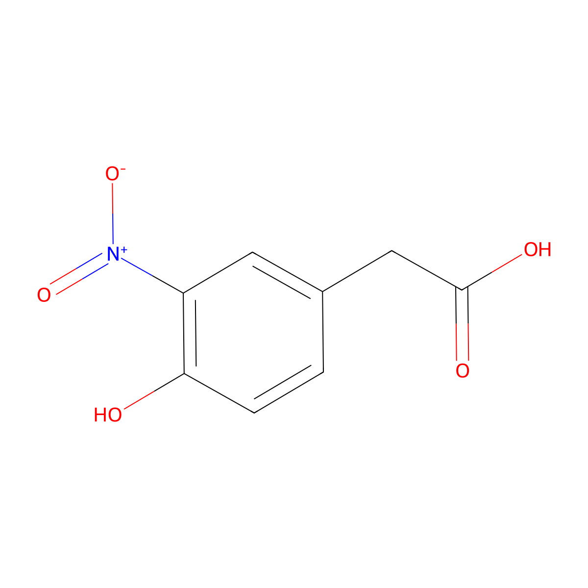 4-Hydroxy-3-nitrophenylacetic acid molecular structure, CAS 10463-20-4