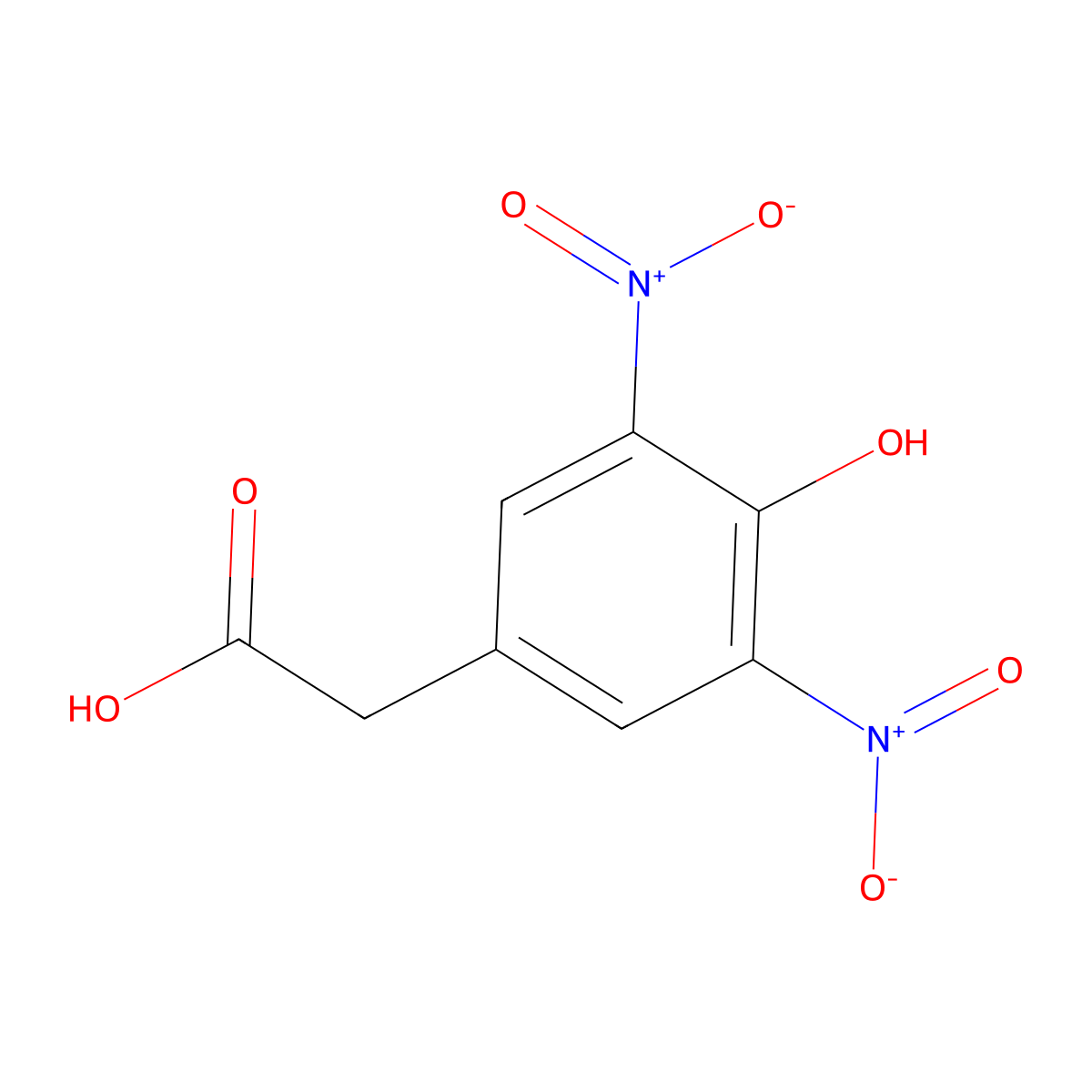 3,5-Dinitro-4-hydroxyphenacetic acid molecular structure, CAS 10463-37-3