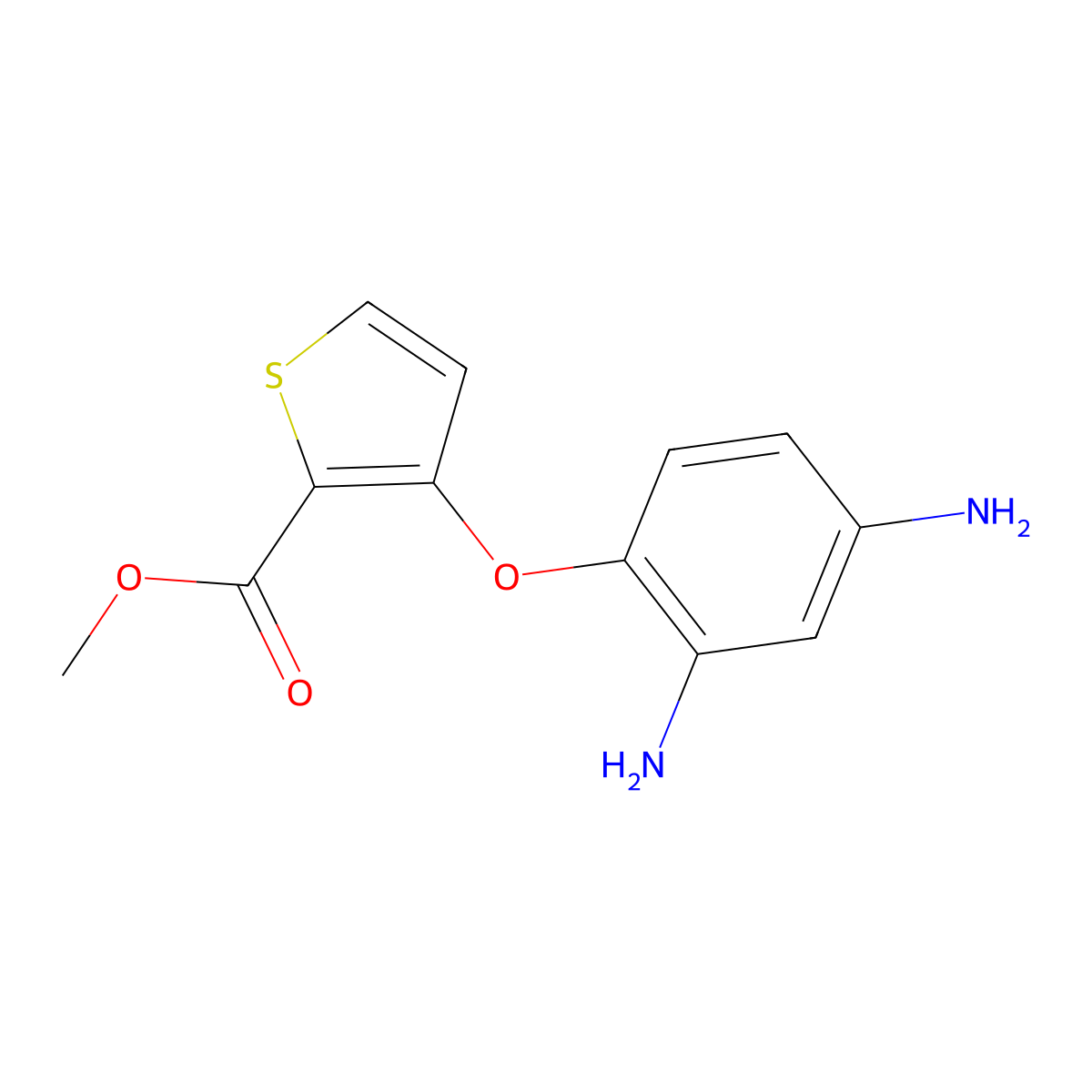 Methyl 3-(2,4-diaminophenoxy)thiophene-2-carboxylate molecular structure, CAS 104636-77-3