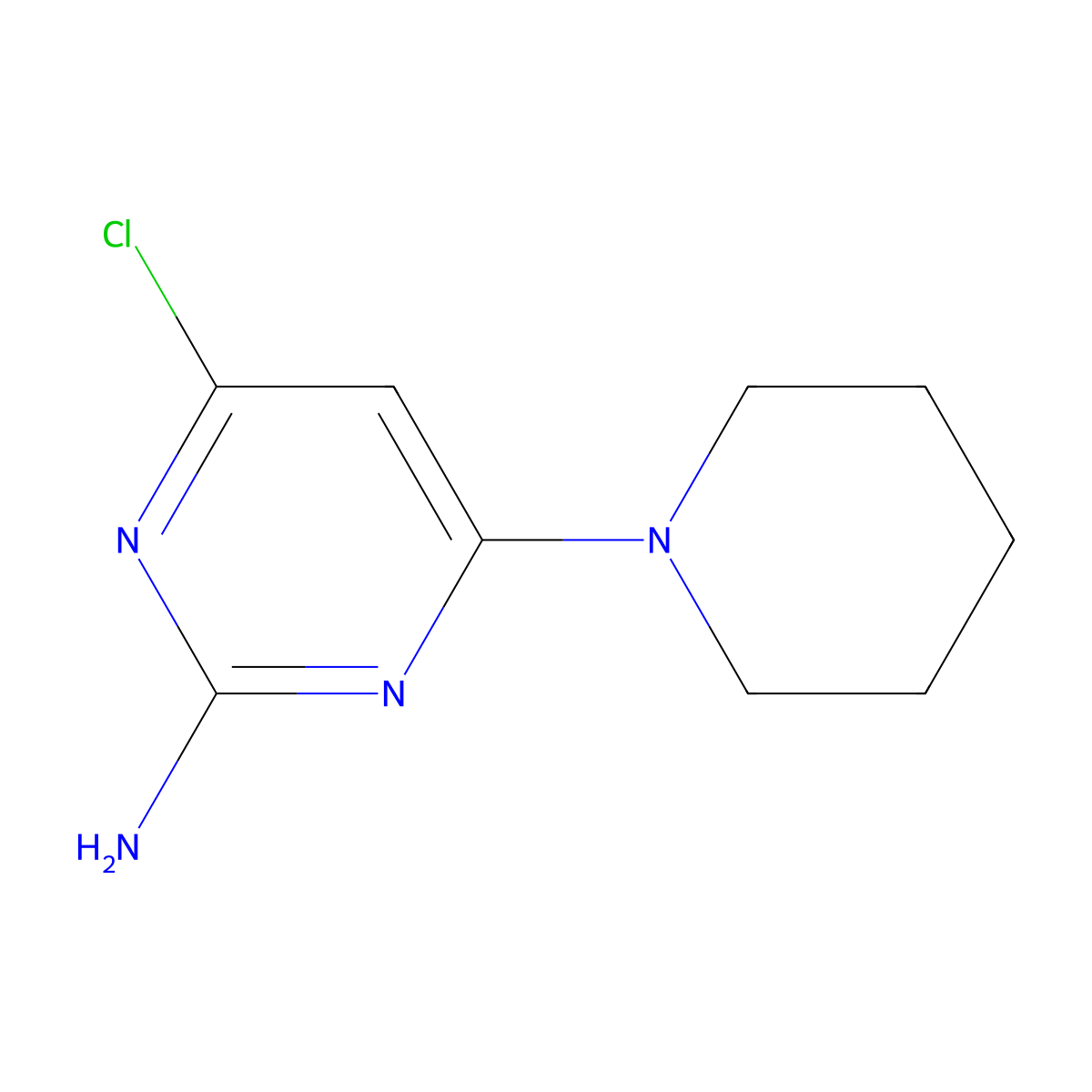 4-Chloro-6-piperidin-1-yl-pyrimidin-2-ylamine molecular structure, CAS 104637-64-1