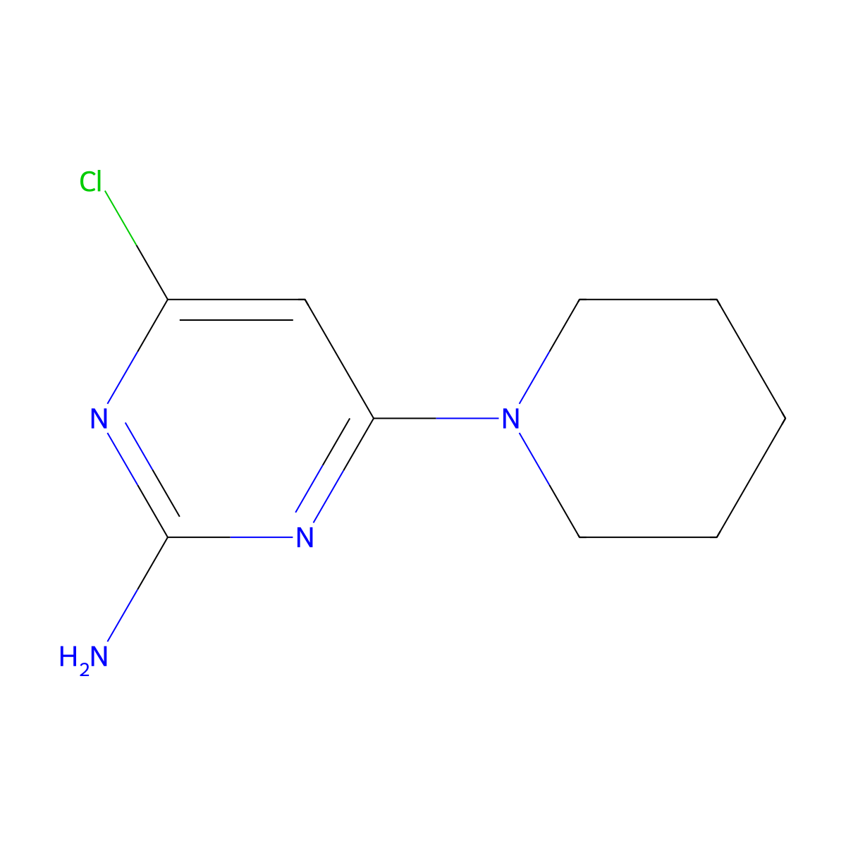 4-Chloro-6-piperidin-1-yl-pyrimidin-2-ylamine molecular structure, CAS 104637-64-1