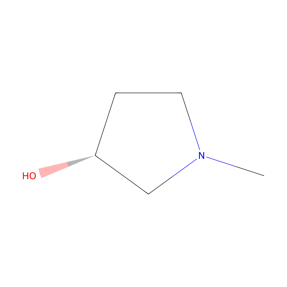 1-Methyl-3-pyrrolidinol, (-)- molecular structure, CAS 104641-60-3