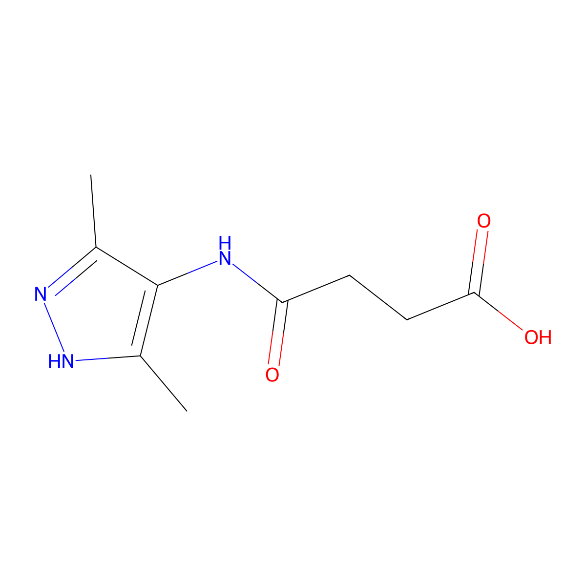 4-((3,5-dimethyl-1H-pyrazol-4-yl)amino)-4-oxobutanoic acid molecular structure, CAS 1046443-96-2