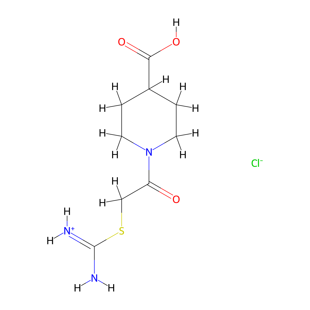 [Amino({[2-(4-carboxypiperidin-1-yl)-2-oxoethyl]sulfanyl})methylidene]azanium chloride molecular structure, CAS 1046445-52-6