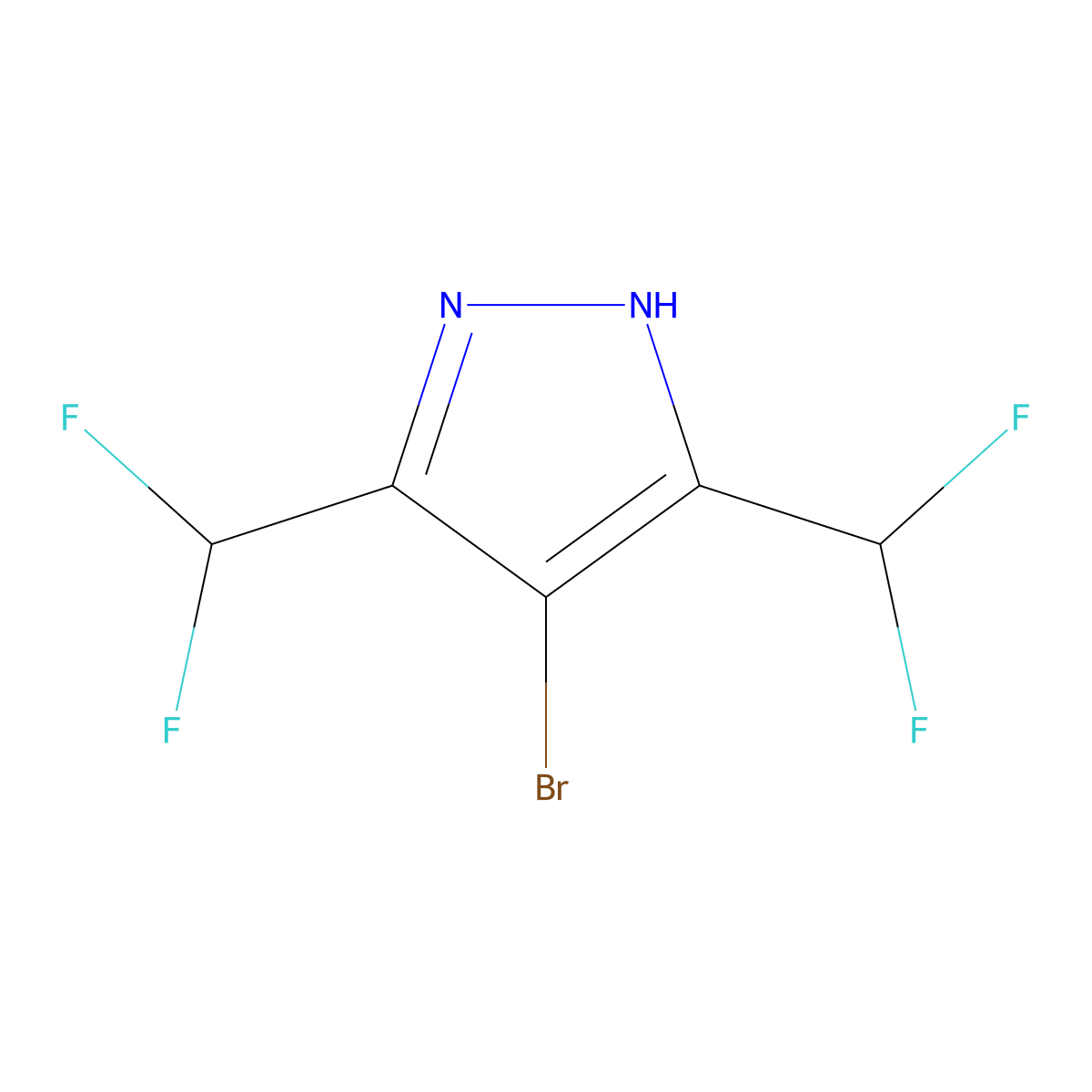4-bromo-3,5-bis(difluoromethyl)-1H-pyrazole molecular structure, CAS 1046454-44-7