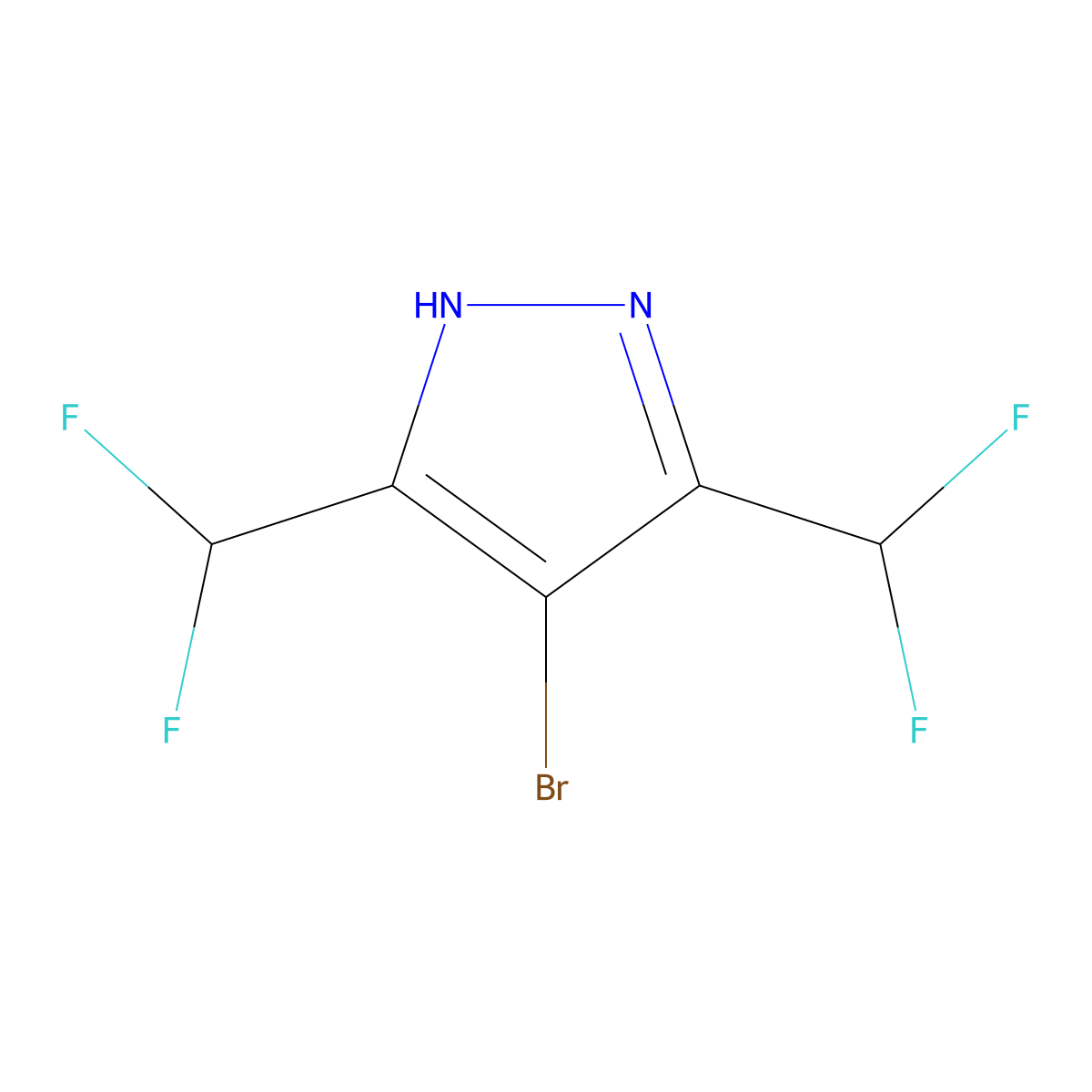 4-bromo-3,5-bis(difluoromethyl)-1H-pyrazole molecular structure, CAS 1046454-44-7