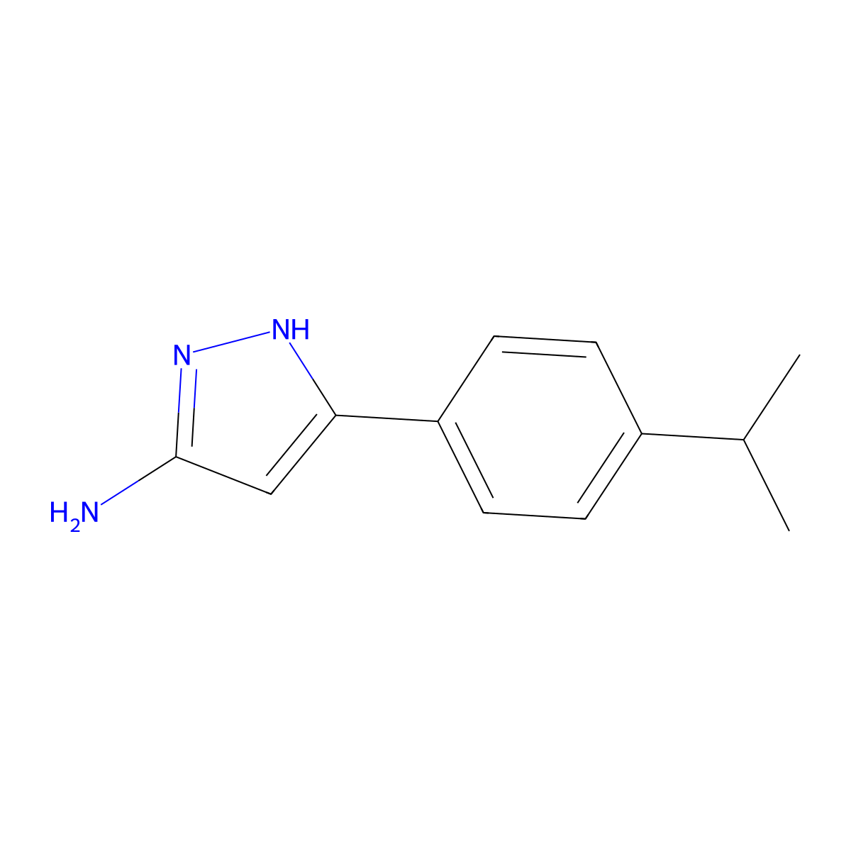 3-[4-(propan-2-yl)phenyl]-1H-pyrazol-5-amine molecular structure, CAS 1046461-80-6