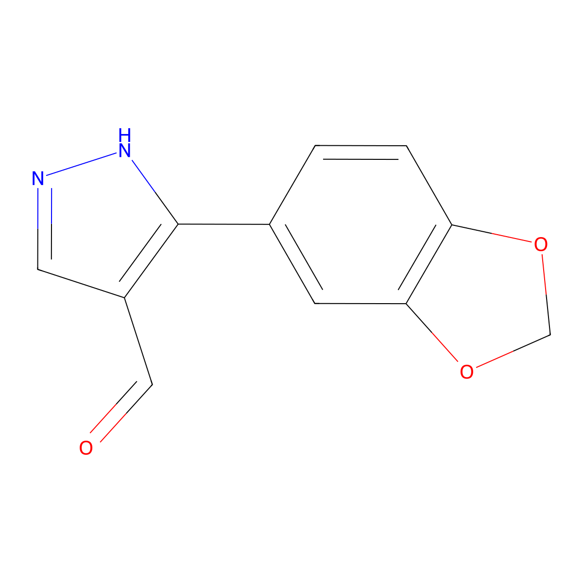 3-(2H-1,3-benzodioxol-5-yl)-1H-pyrazole-4-carbaldehyde molecular structure, CAS 1046461-90-8